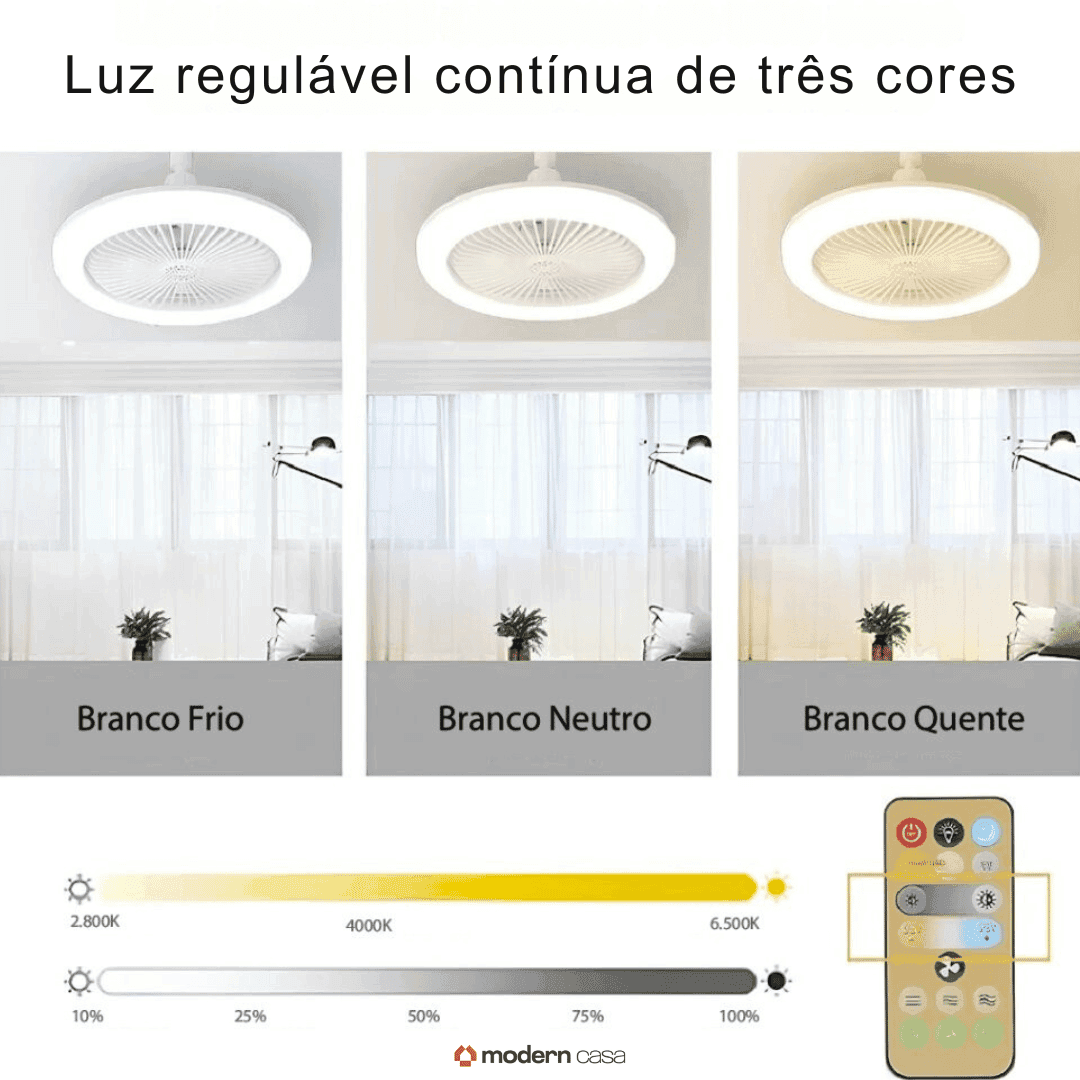 Luminária Com Ventilador e Luz De Teto Com Controle