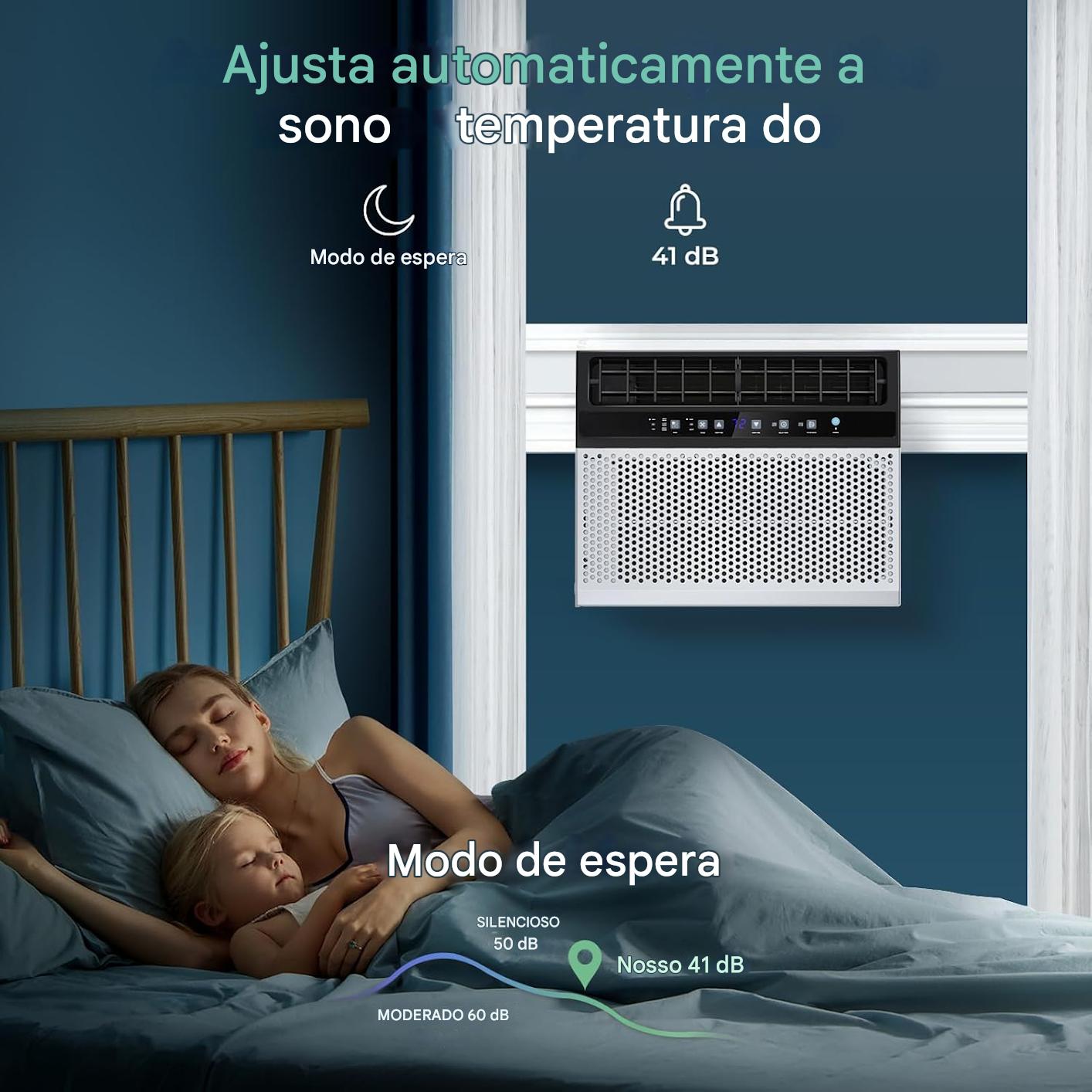 Arcondicionado de Ventana de 10,000 BTU: habilitado para WiFi, operação silenciosa, compatível com a janela (largura do peitoril de até 28 cm)