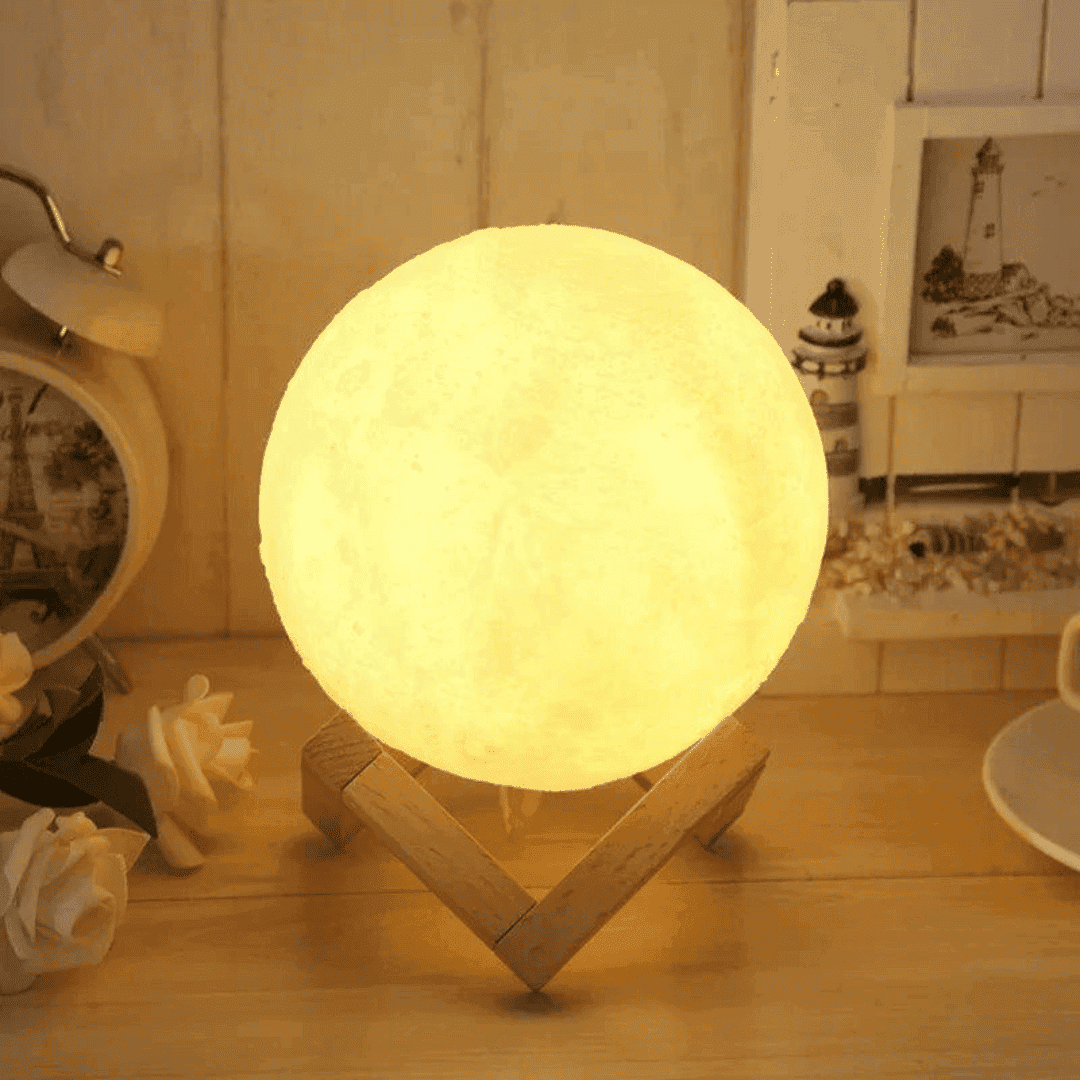 Luminária De Lua Cheia 3D Led Abajur