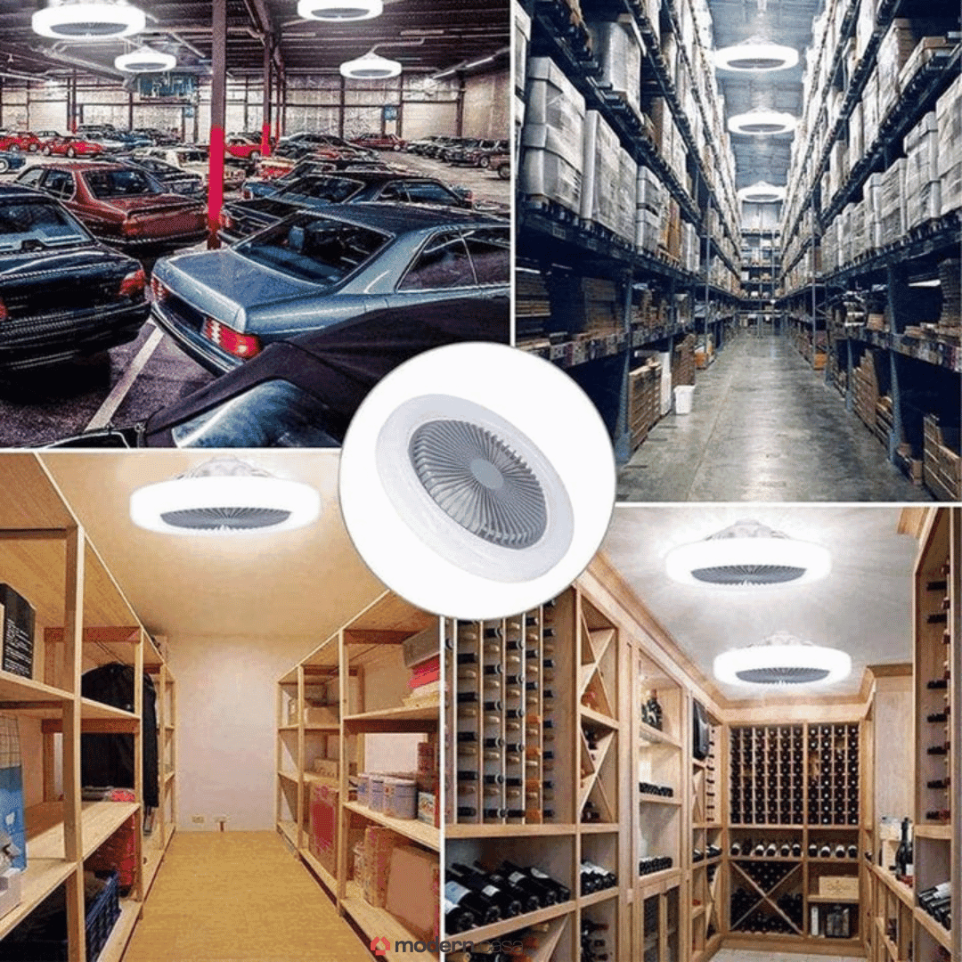 Luminária Com Ventilador e Luz De Teto Com Controle