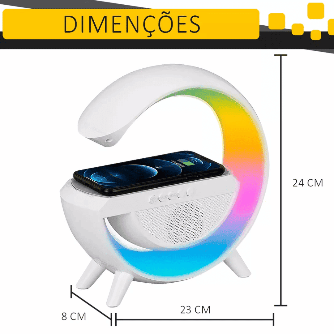 Luminária Multifuncional Carregador por Indução e Alto Falante
