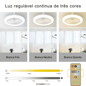 Luminária Com Ventilador e Luz De Teto Com Controle
