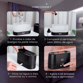 Difusor De Aromas Umidificador Lareira Aromaterapia
