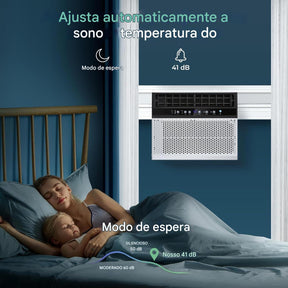 Arcondicionado de Ventana de 10,000 BTU: habilitado para WiFi, operação silenciosa, compatível com a janela (largura do peitoril de até 28 cm)