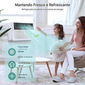 Arcondicionado de Ventana de 10,000 BTU: habilitado para WiFi, operação silenciosa, compatível com a janela (largura do peitoril de até 28 cm)